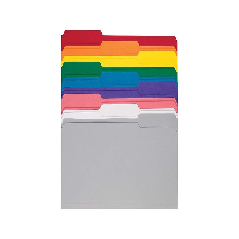 Staples File Folders, 1/3-Cut Tab, Assorted Position, Letter Size, Perfect for Home, Office, Classroom, 250-Pack, Assorted Colors - Image 1